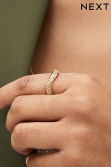 Gold Tone Sparkle Wave Ring (Q73152) | $9