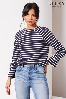 Lipsy Round Neck Long Sleeve Button Top