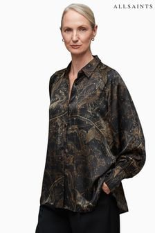 AllSaints Gold Oana Zig Shirt (Q73454) | $253