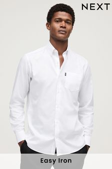 White Slim Fit Easy Iron Button Down Oxford Shirt (Q73465) | $33