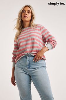 Simply Be Pink Stripe Longline Tunic Sweatshirt (Q73472) | €20
