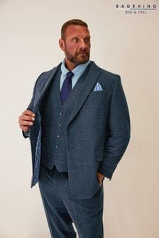 BadRhino Big & Tall Blue Tweed Wool Mix Suit Jacket (Q73727) | SGD 203