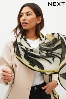 Black/Yellow Lemon Print Lightweight Scarf (Q73746) | HK$119