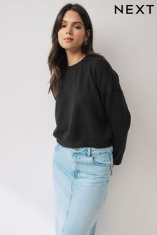 Black Slinky Crew Neck Long Sleeve Sweatshirt (Q73808) | €31