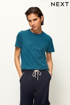 Teal Blue The Everyday Crew Neck Cotton Rich Short Sleeve T-Shirt (Q73855) | 168 UAH