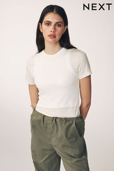 Crudo - Soft Touch Ribbed Short Sleeve T-shirt With Tencel™ Lyocell (Q73866) | 14 €