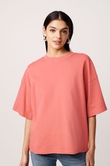 Rosa - 100% Cotton Heavyweight Relaxed Fit Crew Neck T-shirt (Q73886) | 16 €