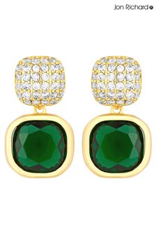 Jon Richard Gold Pave And Emerald Drop Earrings (Q74082) | LEI 149