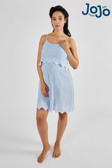 JoJo Maman Bébé Blue Ticking Stripe Maternity & Nursing Nightdress (Q74189) | €60