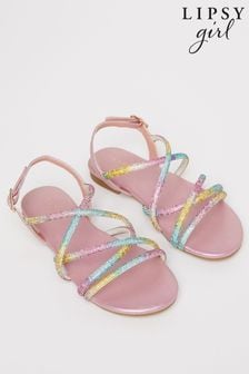 Lipsy Rainbow Pink Low Block Embellished Heel Occasion Sandal (Q74285) | €32 - €35