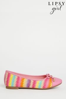 Lipsy Rainbow Pink Flat Toe Cap Bow Ballet Pumps (Q74306) | €24 - €29