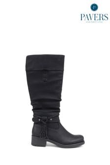 Pavers Casual Knee High Black Boots (Q74329) | kr649