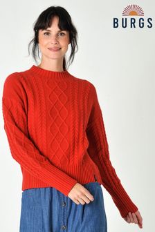 Burgs Woodleigh Womens Soft Cable Knit Crew Neck Jumper (Q74389) | €39