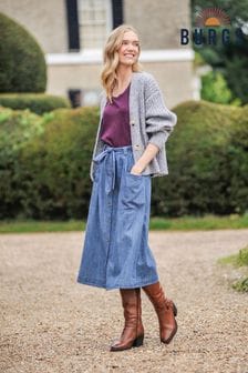 Burgs Womens Blue Kerley Midi Skirt