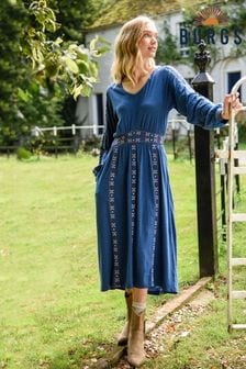 Burgs Womens Ottery Midi Dress with Placement Embroidery (Q74427) | €31