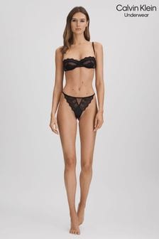 Calvin Klein Black Underwear Mesh Lace Thong (Q74434) | €54