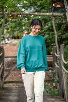 Burgs Green Pendrift Womens Oversized Crew Neck Sweatshirt (Q74446) | $105