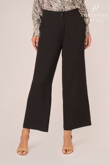 Adrianna Papell Solid Wide Leg Ankle Elastic Back Black Trousers (Q74616) | 504 SAR