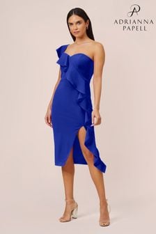 Aidan von Adrianna Papell Blau Strick-Crêpe-Cocktail Kleid (Q74641) | 145 €