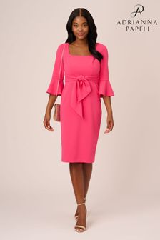 Adrianna Papell Pink Bell Sleeve Tie Front Dress