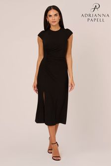 Adrianna Papell Jersey Midi Black Dress (Q74652) | AED549