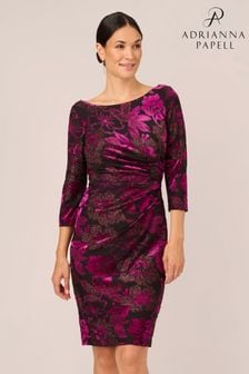 Adrianna Papell Purple Metallic Velvet Cowl Dress (Q74654) | €95