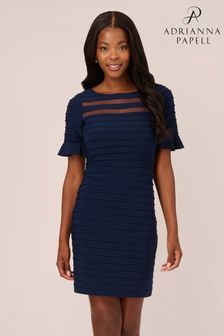 Adrianna Papell Blue Pintuck Ruffle Dress (Q74663) | 129 €