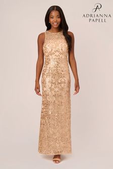 Adrianna Papell Studio Gold Sequin Embroidery Gown (Q74666) | €102