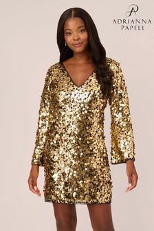 Adrianna Papell Gold Short Sequin Sheath Dress (Q74668) | €113