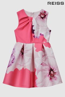 Reiss Pink Rosalind Teen Scuba Floral Print Dress (Q74796) | OMR47