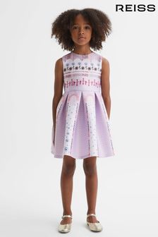 Reiss Lilac Lana Junior Scuba Floral Print Dress (Q74810) | OMR41