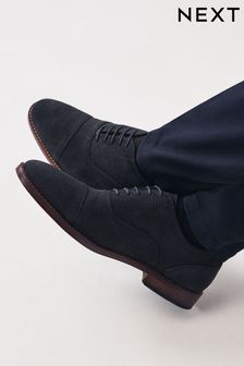 Granatowy - Suede Contrast Sole Toecap Shoes (Q74840) | 365 zł