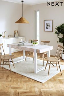 White Jefferson Pine 6 to 8 Seater Extending Dining Table (Q74869) | €950