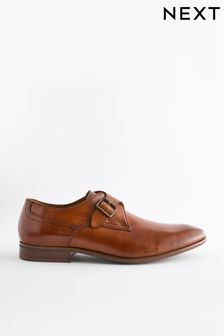 Tan Brown Leather Single Monk Shoes (Q74886) | $85