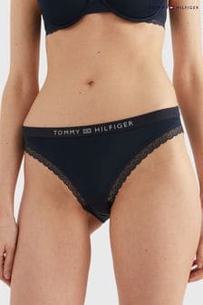 Tommy Hilfiger Blue Tonal Logo Lace Bikini Briefs (Q74891) | SGD 50