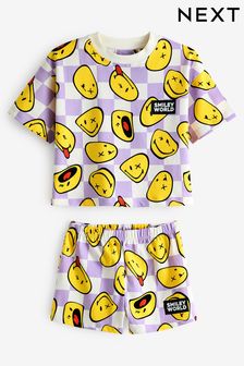 Purple/White Smiley License Short Pyjamas (3-16yrs) (Q74918) | $32 - $43