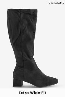 JD Williams Extra Wide Black Block Heel High Leg Boots (Q74954) | €63