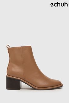 Schuh Bryony Block Heel Brown Boots (Q74959) | ₪ 251