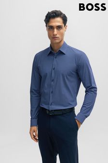 BOSS Blue Slim-fit Printed Performance-stretch Fabric Shirt (Q75108) | $170