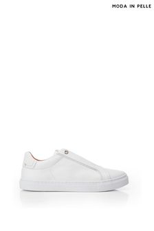 Moda in Pelle Bencina Slip On White Trainers with Elastic (Q75209) | €126