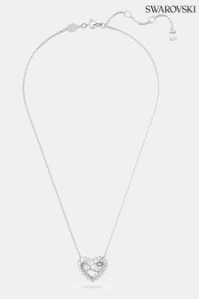 Swarovski Silver Tone Baguette Heart-Shaped Pendant Necklace (Q75227) | LEI 925