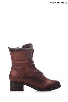 Brown - Moda In Pelle škornji z vezalkami in umetnim krznom  Alpinne (Q75229) | €181