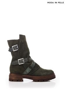 Grün - Moda In Pelle Briona Stiefel mit klobiger Sohle und seitlicher Schnalle (Q75241) | 132 €