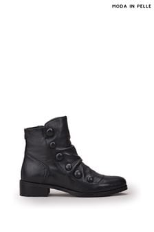 Črna - Moda In Pelle škornji z nabranim sprednjim in stranskim gumbom  Bronwen (Q75242) | €170