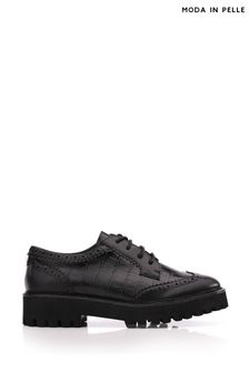 Moda in Pelle Elviee Lace Up Chunky Brogue Black Shoes (Q75267) | SGD 211