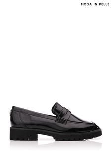 Moda in Pelle Calfie Clean Saddle Black Loafers With Crystal Rand (Q75269) | €458