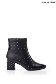 Moda in Pelle Kravitz All-Over Pin Stud Low Block Ankle Black Boots (Q75272) | €62