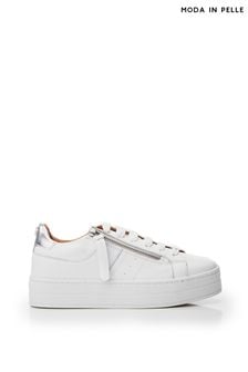 Moda in Pelle Bellahby Lace Up Slab White Trainers On Chunky Anelade (Q75282) | €66
