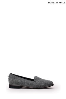 Moda in Pelle Grey Emmas Slip Ons Embellished Smart Shoes (Q75288) | kr1,155