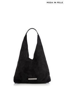 Moda in Pelle Black Glamslouch Large Studded Hobo Bag (Q75290) | 440 QAR